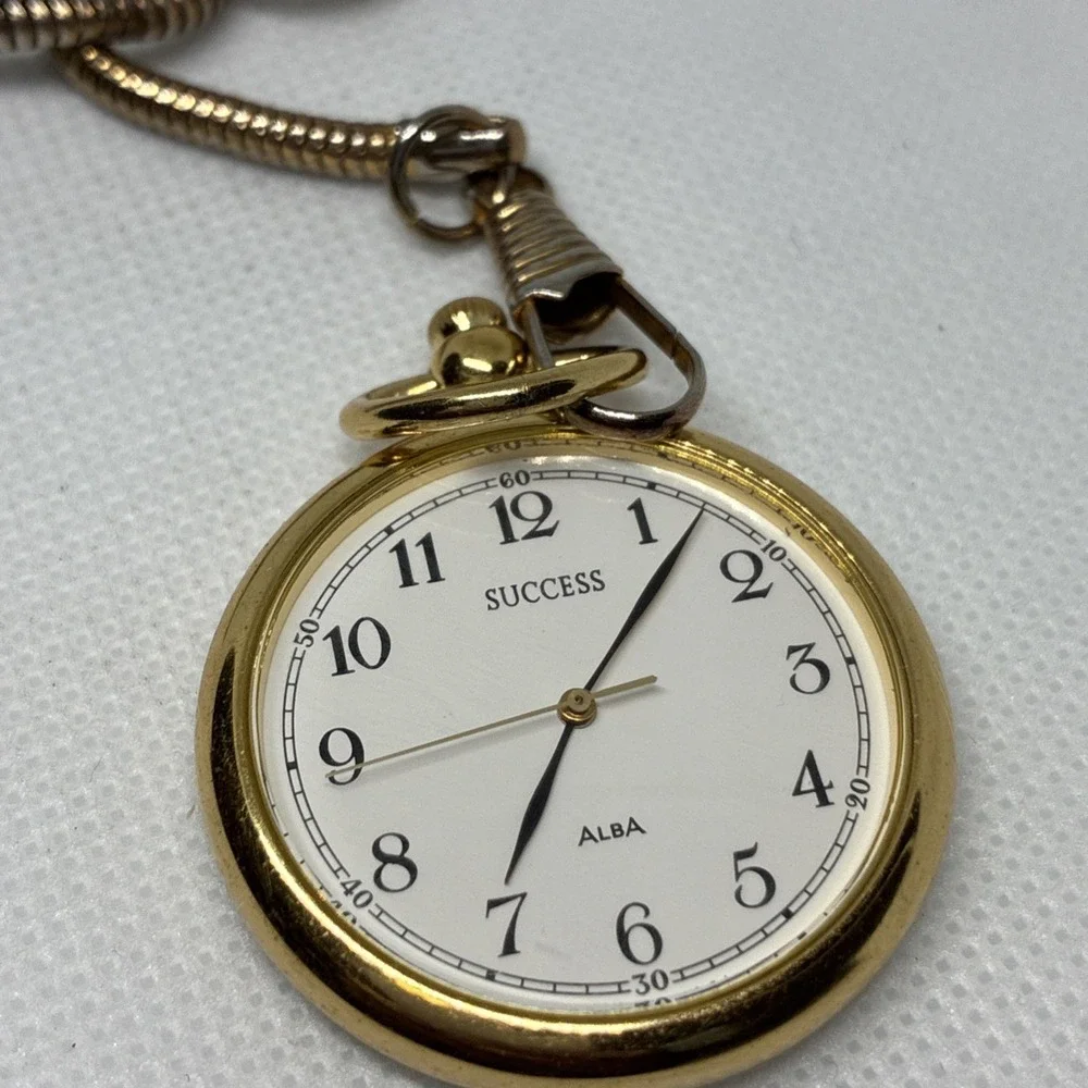 Vintage SEIKO SUCCESS Alba V306-9A00 Quartz Pocket Watch - Running!